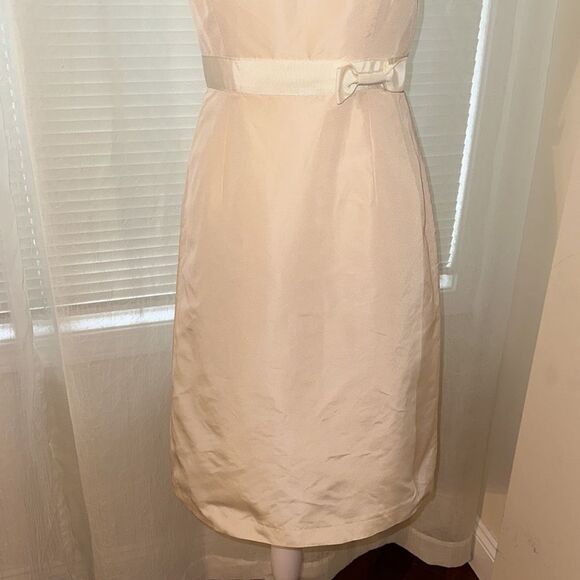 J. Crew 4 Emma Faille Cream Ivory 💯 Silk Formal Sleeveless Dress - Picture 4 of 16
